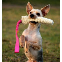 Dingo Zabawka dla psa - Szarpak Wełna owcza z rączką bungee różowy