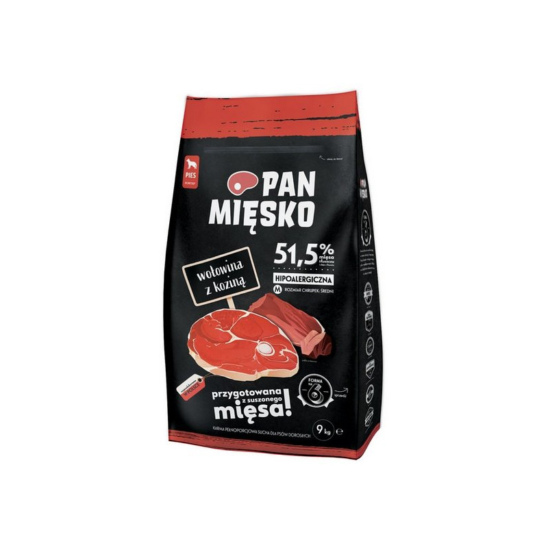 Pan Mięsko Karma Sucha Dla Psa - Wołowina I Kozina Chrupki M 9Kg