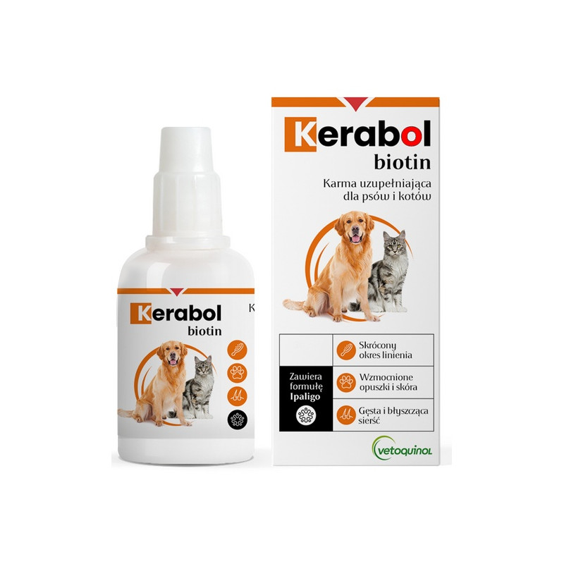 Vetoquinol Biowet Pet Line Kerabol - Krople Na Poprawę Sierści 50Ml