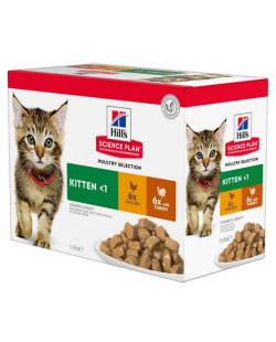 Hill's Science Plan Feline Kitten Multipack Kurczak + Indyk Saszetki 12X85G