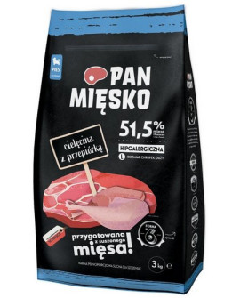 Pan Mięsko Karma Sucha Dla Psa - Dla Szczeniąt Cielęcina I Przepiórka Chrupki L 3Kg