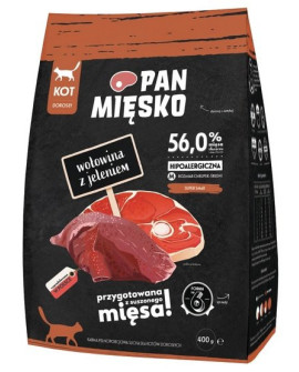 Pan Mięsko Karma Sucha Dla Kota - Wołowina I Jeleń Chrupki M 400G