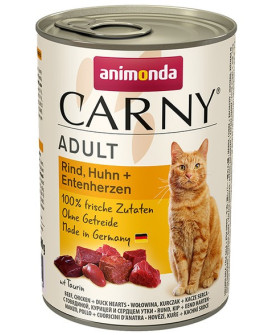Animonda Carny Adult Wołowina, Kurczak + Kacze Serca Puszka 400G