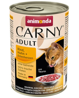 Animonda Carny Adult Wołowina, Kurczak + Kacze Serca Puszka 400G