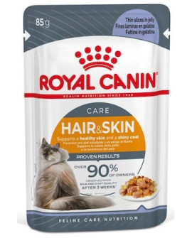 Royal Canin Hair & Skin Care Karma Mokra W Galaretce Dla Kotów Dorosłych, Lśniąca Sierść I Zdrowa Skóra Saszetka 85G