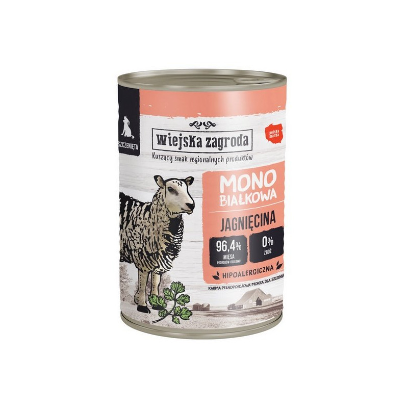 Wiejska Zagroda Monobiałkowa Jagnięcina Dla Szczeniąt Puszka 400G
