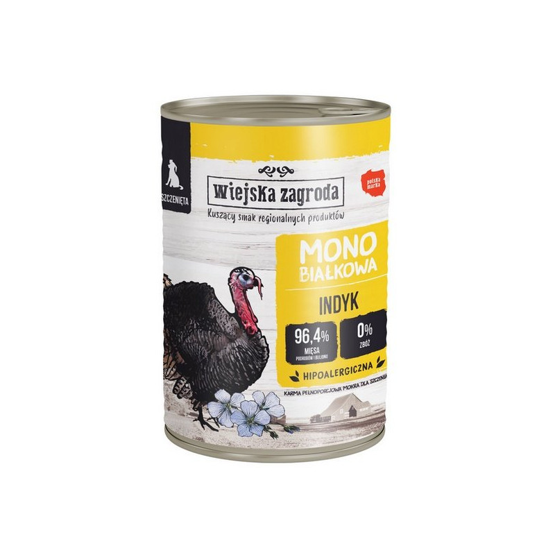 Wiejska Zagroda Monobiałkowa Indyk Dla Szczeniąt Puszka 400G