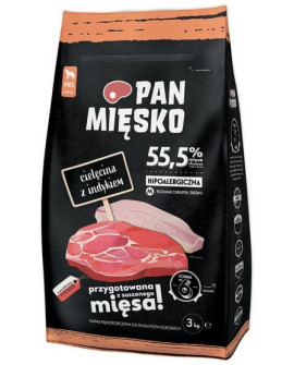 Pan Mięsko Karma Sucha Dla Psa - Cielęcina I Indyk Chrupki M 3Kg
