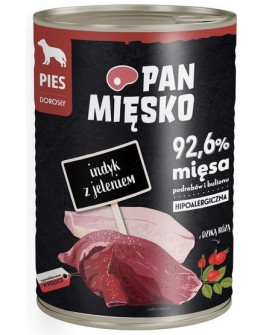 Pan Mięsko Karma Mokra Dla Psa Indyk Z Jeleniem Puszka 400G