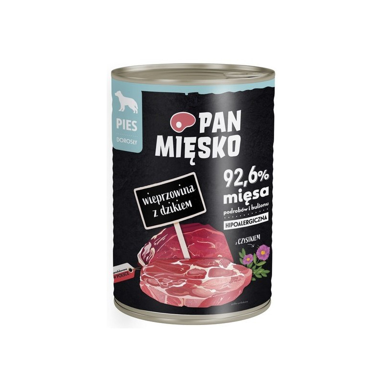 Pan Mięsko Karma Mokra Dla Psa Wieprzowina Z Dzikiem Puszka 400G