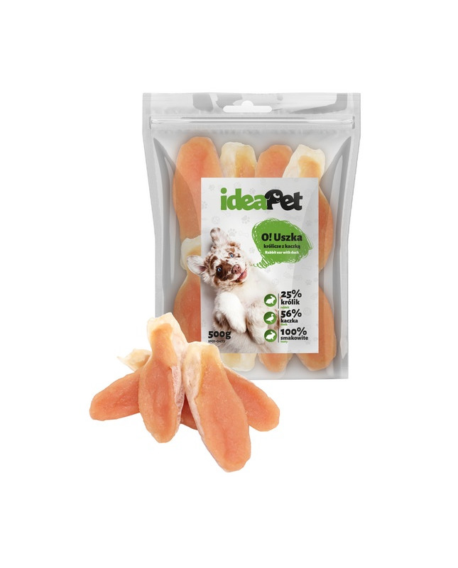 Ideapet Uszka Królicze Z Kaczką 500G