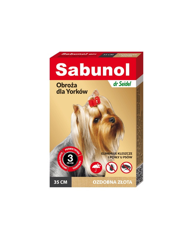 Sabunol Gpi Obroża Przeciw Pchłom Dla Yorka Ozdobna Złota 35Cm