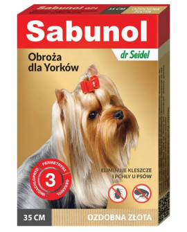 Sabunol Gpi Obroża Przeciw Pchłom Dla Yorka Ozdobna Złota 35Cm