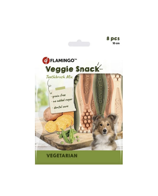 Flamingo Veggie Gryzak Szczoteczka 10Cm/8Szt