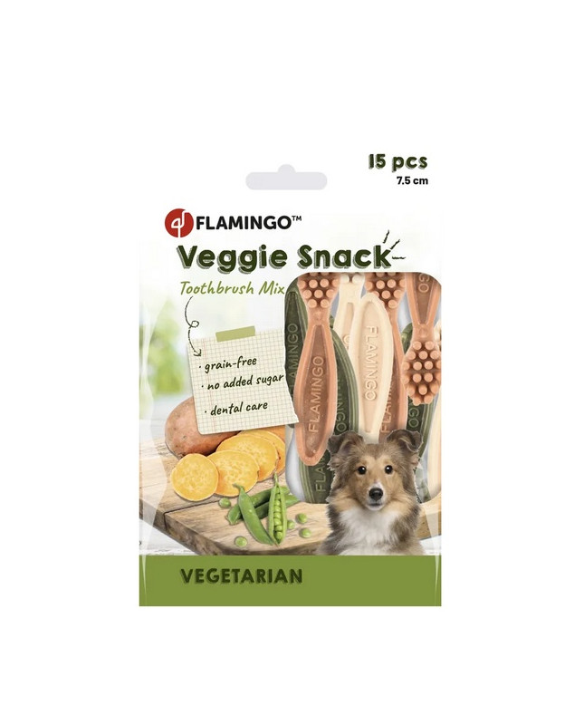 Flamingo Veggie Gryzak Szczoteczka 7,5Cm/15Szt