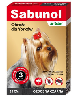 Sabunol Gpi Obroża Przeciw Pchłom Dla Yorka Ozdobna Czarna 35Cm