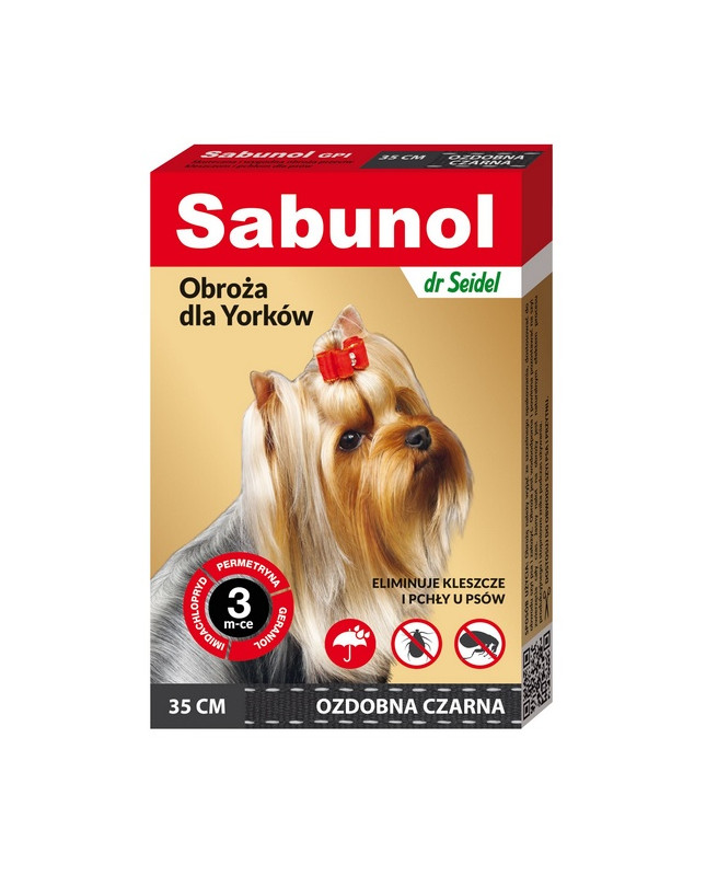Sabunol Gpi Obroża Przeciw Pchłom Dla Yorka Ozdobna Czarna 35Cm