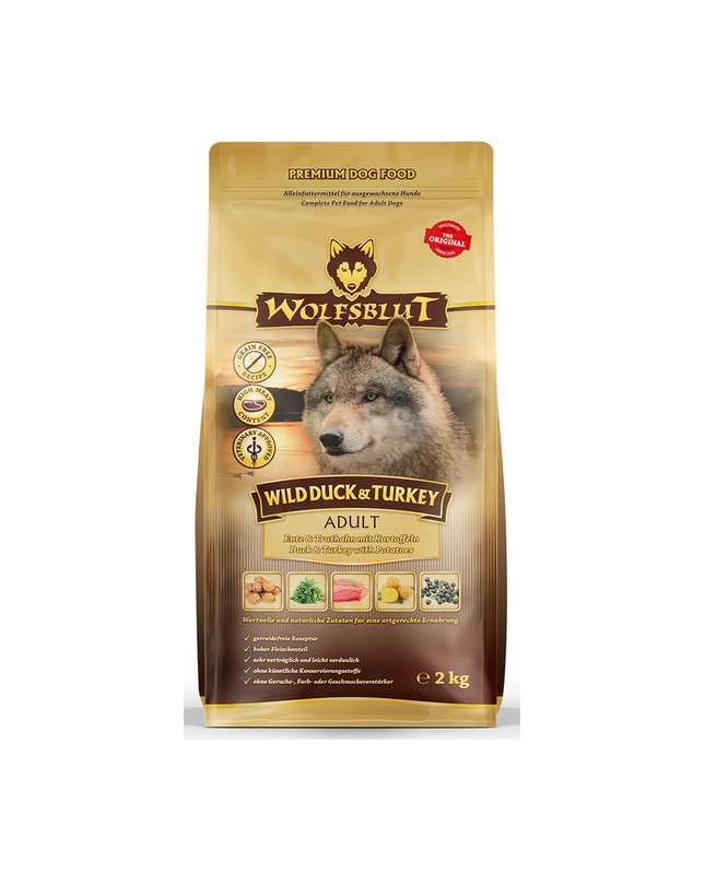 Wolfsblut Dog Wild Duck & Turkey Kaczka, Indyk I Bataty 2Kg