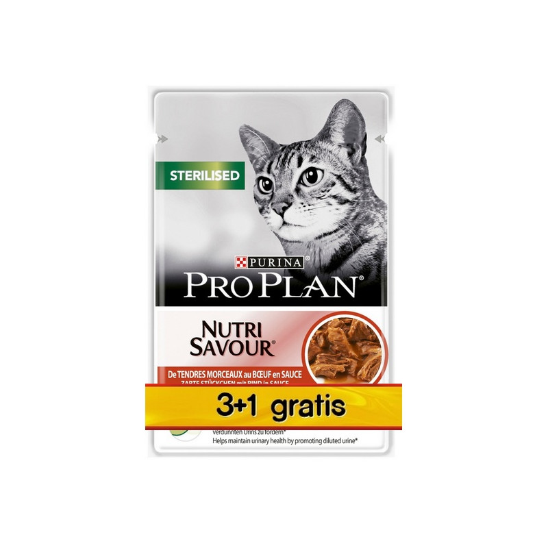 Purina Pro Plan Cat Sterilised wołowina saszetka 4x85g 3+1 gratis