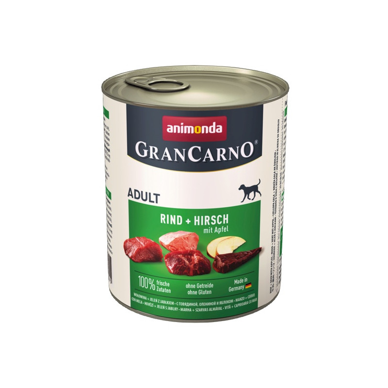 Animonda GranCarno Adult Rind Hirsch Apfel Wołowina, Jeleń + Jabłko puszka 800g