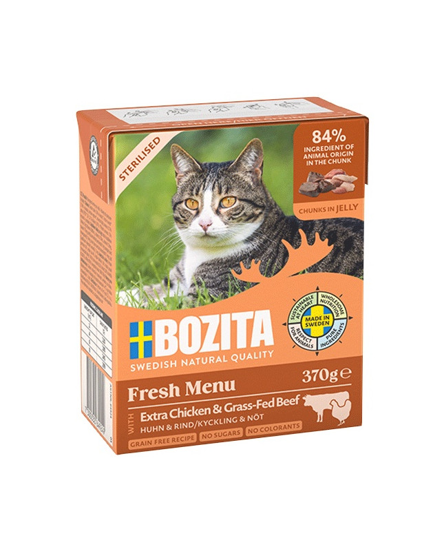 Bozita Sterilised Z Extra Kurczakiem I Wołowiną Kawałki W Galaretce Kartonik 370G