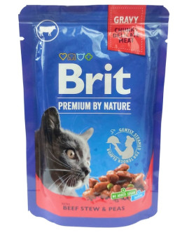 Brit Premium Cat Adult Wołowina + Groszek Saszetka 100G