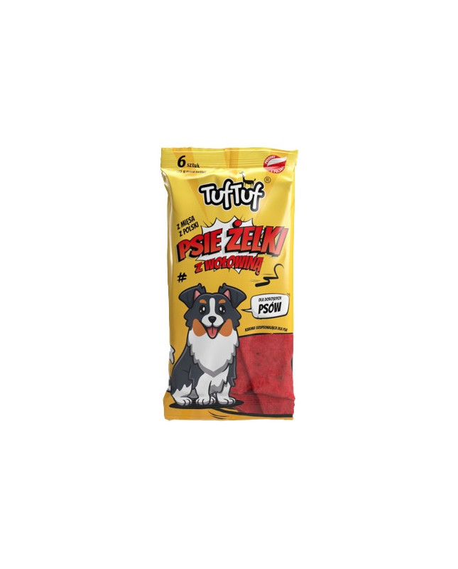 Tuf Tuf Psie Żelki - Paski Z Wołowiną 6Szt