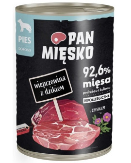 Pan Mięsko Karma Mokra Dla Psa Wieprzowina Z Dzikiem Puszka 400G