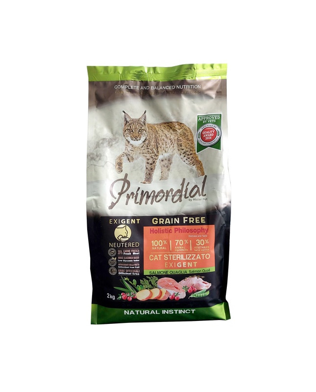 Primordial Cat Grain Free Neutered Exigent Salmon & Quail 2Kg