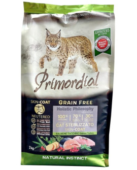 Primordial Cat Grain Free Neutered Skin Coat Salmon & Turkey 2Kg