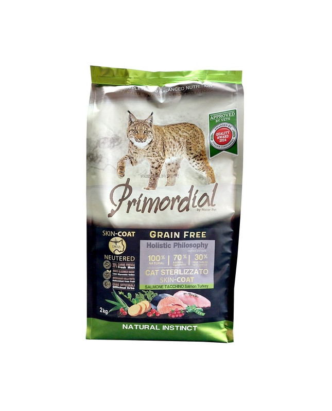 Primordial Cat Grain Free Neutered Skin Coat Salmon & Turkey 2Kg