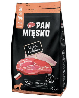 Pan Mięsko Karma Sucha Dla Psa - Cielęcina I Indyk Chrupki Xl 9Kg
