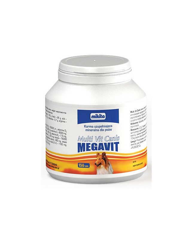 Mikita Megavit Multi-Vit Canis - Witaminy, Minerały I Aminokwasy Dla Psów 150 Tabl.