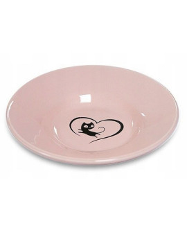 Yarro/Moderna Miska Ceramiczna Dla Kota Z Serduszkiem Różowa [Y2751]