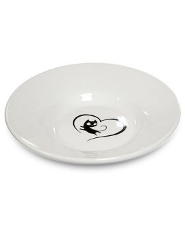Yarro/Moderna Miska Ceramiczna Dla Kota Z Serduszkiem Biała [Y2752]