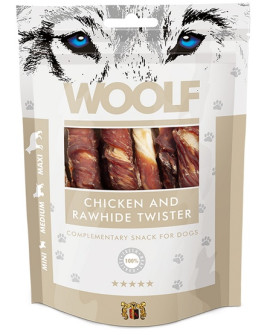 Woolf Chicken & Rawhide Twister 100G