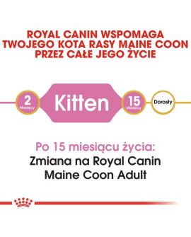 Royal Canin Maine Coon Kitten Karma Sucha Dla Kociąt, Do 15 Miesiąca, Rasy Maine Coon 400G