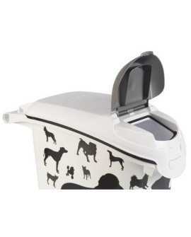 Curver Pet Life Pojemnik na psią karmę - białoczarny z psami 10kg