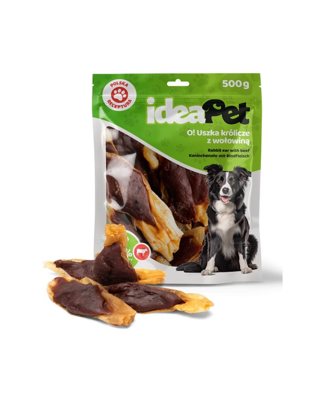 Ideapet Uszka Królicze Z Wołowiną 500G