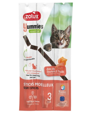 Zolux Yummies Miękki Przysmak Dla Kota - Pałeczki Łosoś & Pstrąg 3X5G