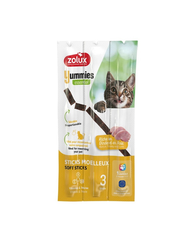 Zolux Yummies Miękki Przysmak Dla Kota - Pałeczki Indyk & Wątróbka 3X5G