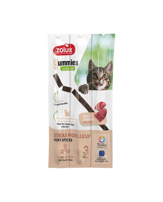 Zolux Yummies Miękki Przysmak Dla Kota - Pałeczki Jagnięcina & Ryż 3X5G