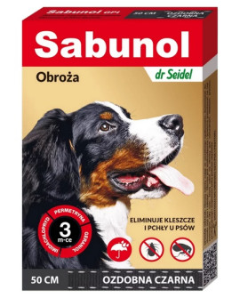 Sabunol Gpi Obroża Przeciw Pchłom Dla Psa Ozdobna Czarna 50Cm