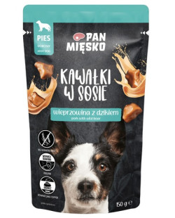 Pan Mięsko Karma Mokra Dla Psa - Wieprzowina Z Dzikiem Kawałki W Sosie Saszetka 150G
