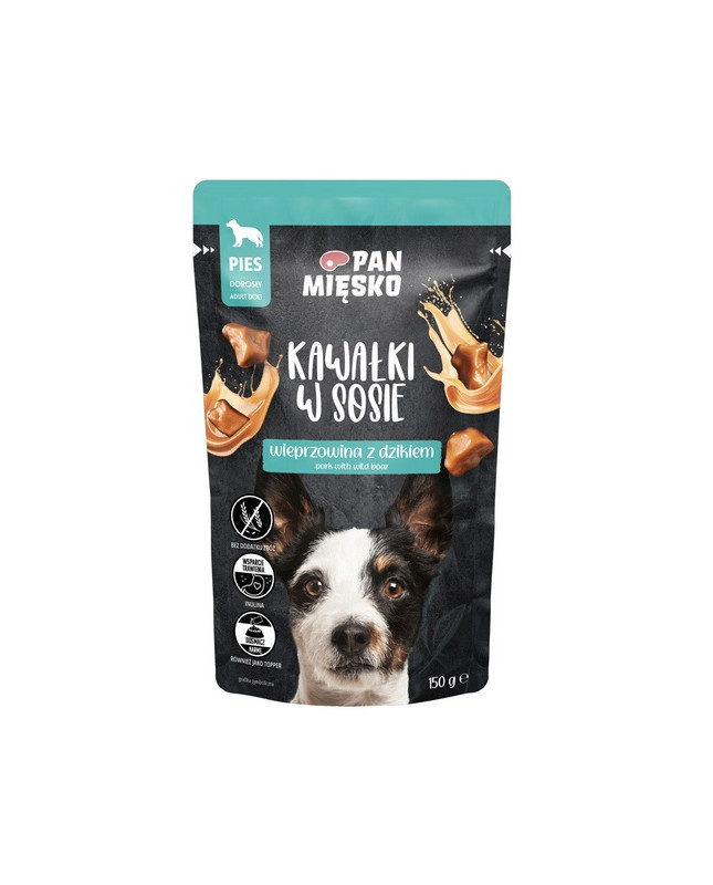 Pan Mięsko Karma Mokra Dla Psa - Wieprzowina Z Dzikiem Kawałki W Sosie Saszetka 150G