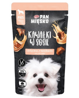 Pan Mięsko Karma Mokra Dla Psa - Cielęcina Z Królikiem Kawałki W Sosie Saszetka 150G