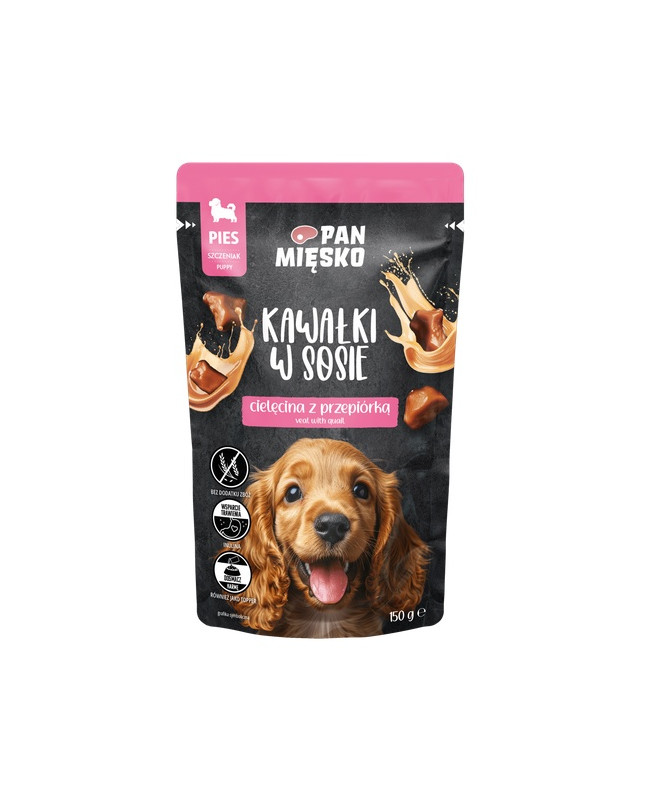 Pan Mięsko Karma Mokra Dla Psa - Puppy Cielęcina Z Przepiórką Kawałki W Sosie Saszetka 150G