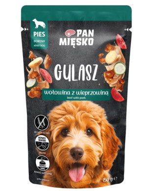 Pan Mięsko Karma Mokra Dla Psa - Gulasz Wołowina Z Wieprzowiną Saszetka 150G