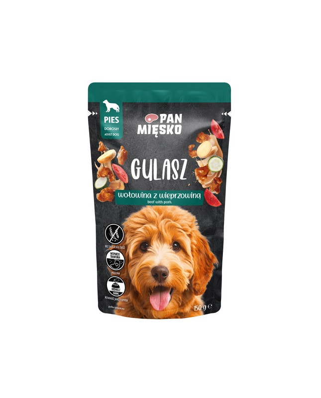 Pan Mięsko Karma Mokra Dla Psa - Gulasz Wołowina Z Wieprzowiną Saszetka 150G