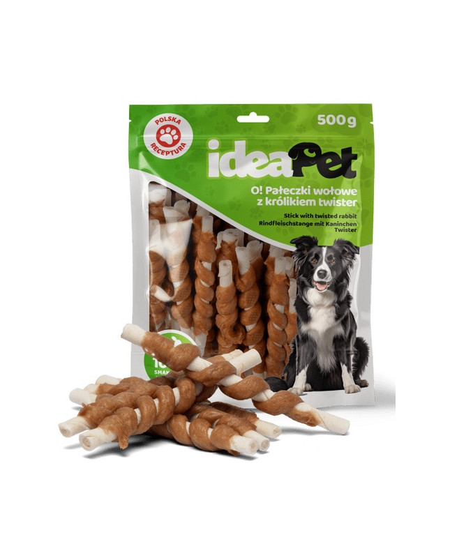 Ideapet Pałeczki Wołowe Z Królikiem Twister 500G
